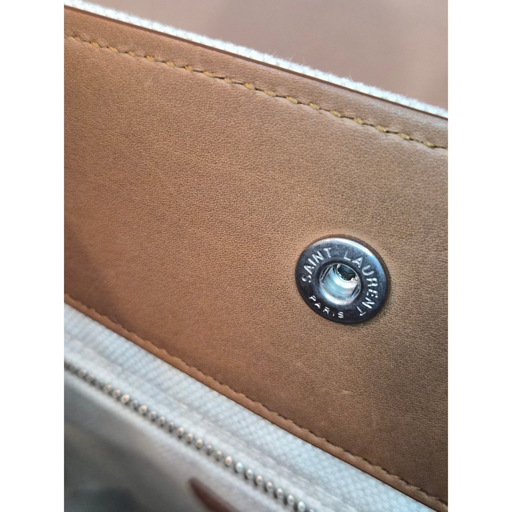 Saint‎ Laurent Rive Gauche Panier Canvas Bucket Tote Bag Brown 735728 FABJN - Picture 9 of 15